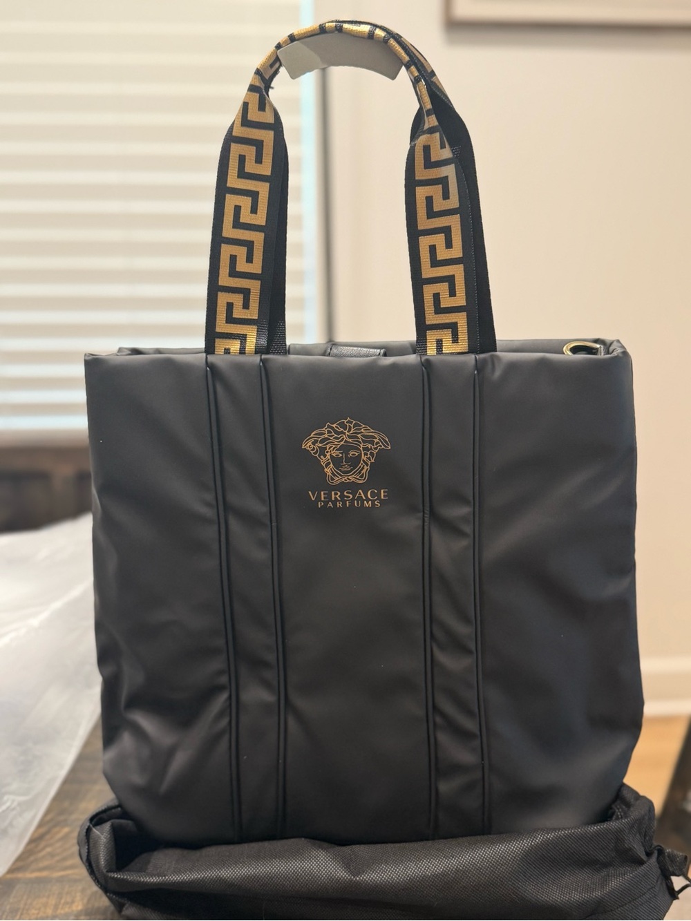 Versace Black Tote Bag with Strap & Dusty